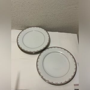 Vintage Noritake Petite #5507 Dinner Plates (4) 10-1/4" Circa 1950's Platinum G1